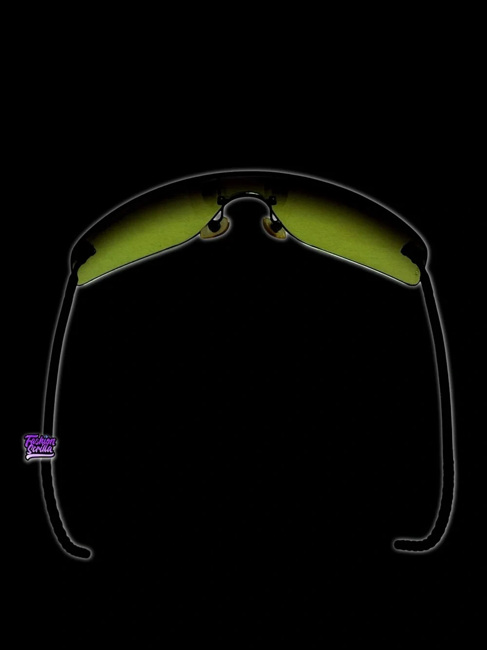 Chanel Model 4036 C126/8A Green Ombré Black Logo Rimless Y2K Shield Sunglasses